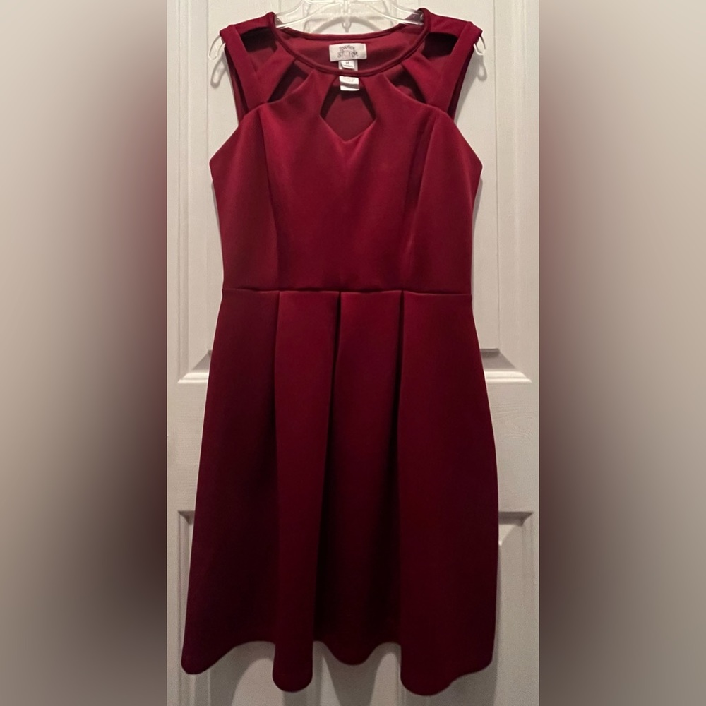 Sweet Storm Berry Color with cut outs neckline fit and flare Dress